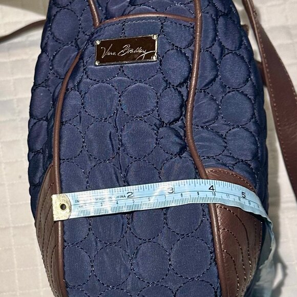 Vera Bradley WILDWOOD PARK Large Navy Quilted Leather Trim Travel Shoulder Bag - Picture 12 of 12